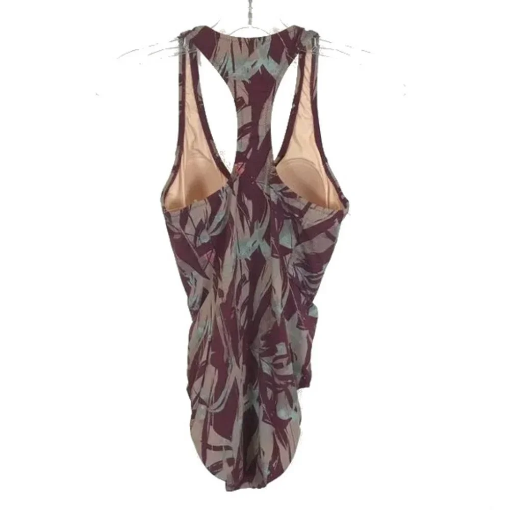 NWOT Womens Size 4 Garnet Hill Purple Active Gathered One-Piece Swimsuit
